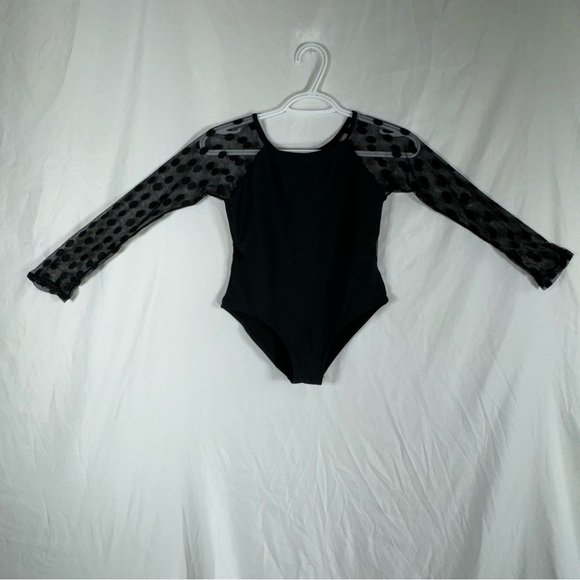 Mia Belle Girls Diva at the Beach Mesh Polka Dot Sleeve Swimsuit - Picture 2 of 7